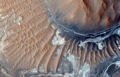 資料圖：火星隕石坑。圖片來源：NASA官網